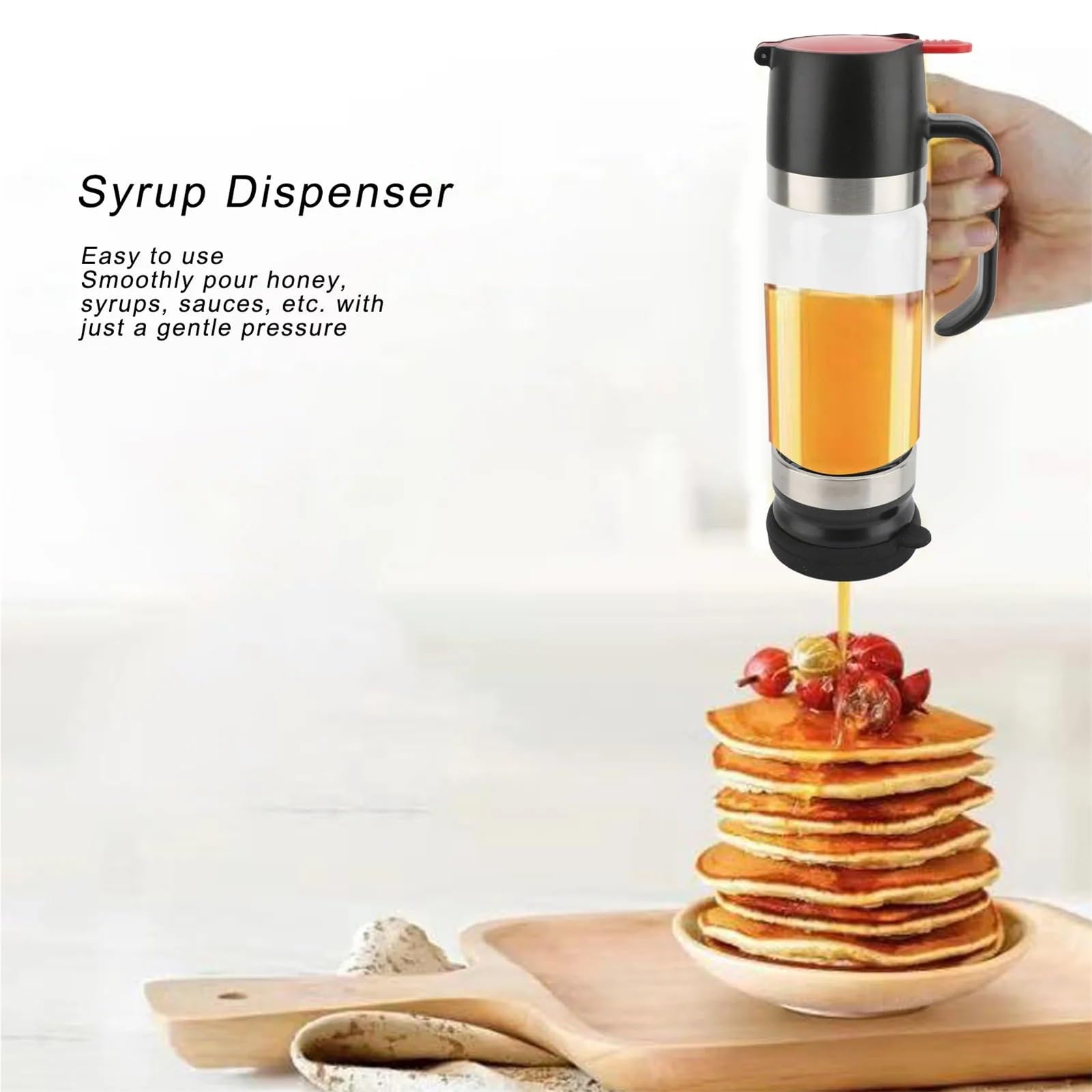 Honigspender 350 ml Klarglas-Honigspender mit Griff – tropfsicherer Sirupbehälter, leicht zu reinigen for Cafés und Restaurants