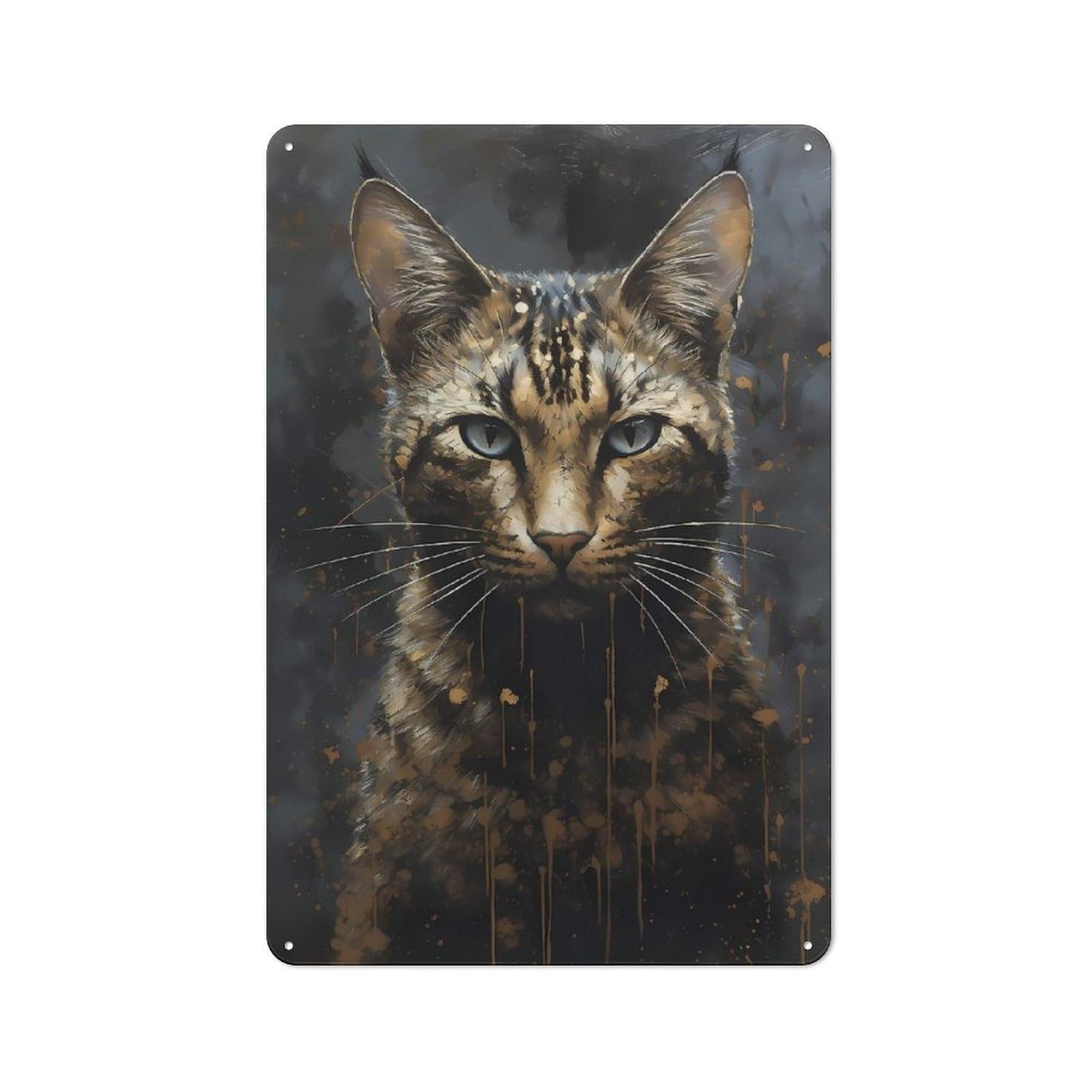 Junmoney Egyptian Mau Cat Respected Distressed Look Decorative Tin Sign 30X20cm, Vintage Wall Decor For Lounge, Study, Pub Or Wall Gallery