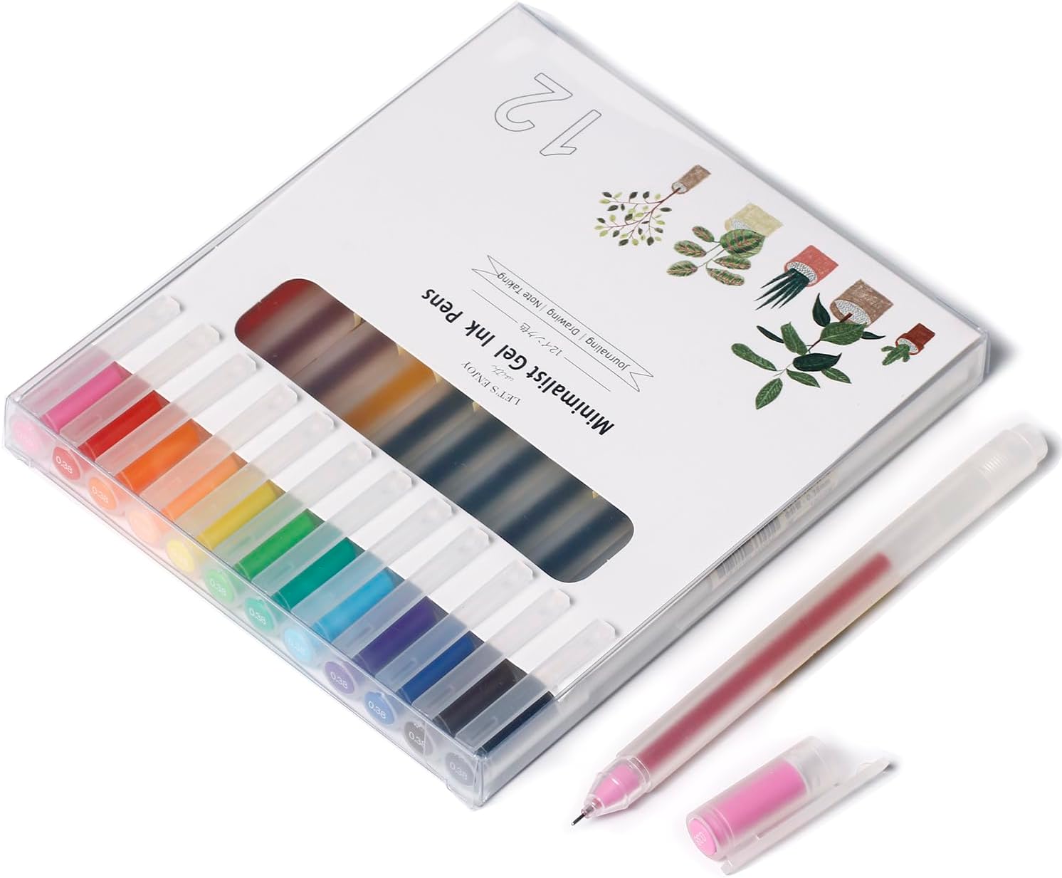 Colored Pens for Note Taking,0.38mm Ultra Fine Point 12 Multicolor Pen for Journaling Writing Drawing Coloring Planner Calendar,12 Count