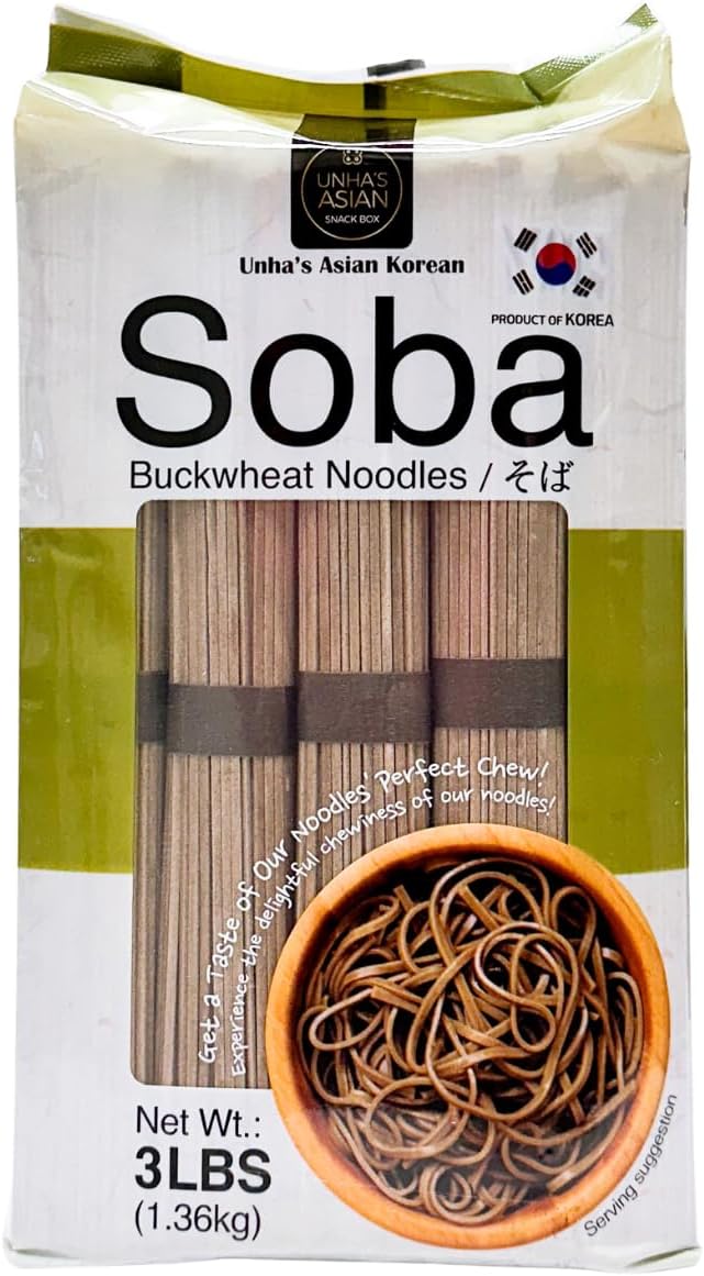 Unha Japanese Buckwheat Noodles, Air Dried Soba Noodle 3 Simply Ingredients, Quick, Easy, Cold Soup or Hot Soup - 3LB Per Pack
