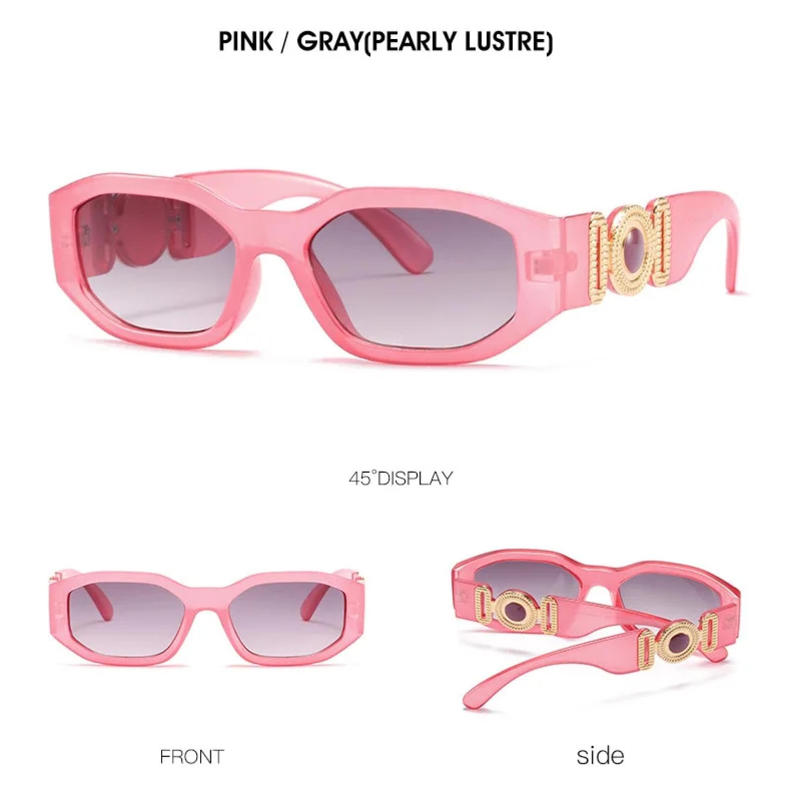 Gafas de sol cuadradas de montura grande para mujer, estilo rockero, con montura romboidal, de aleación y UV400, con patillas glamurosas, estilo vintage.