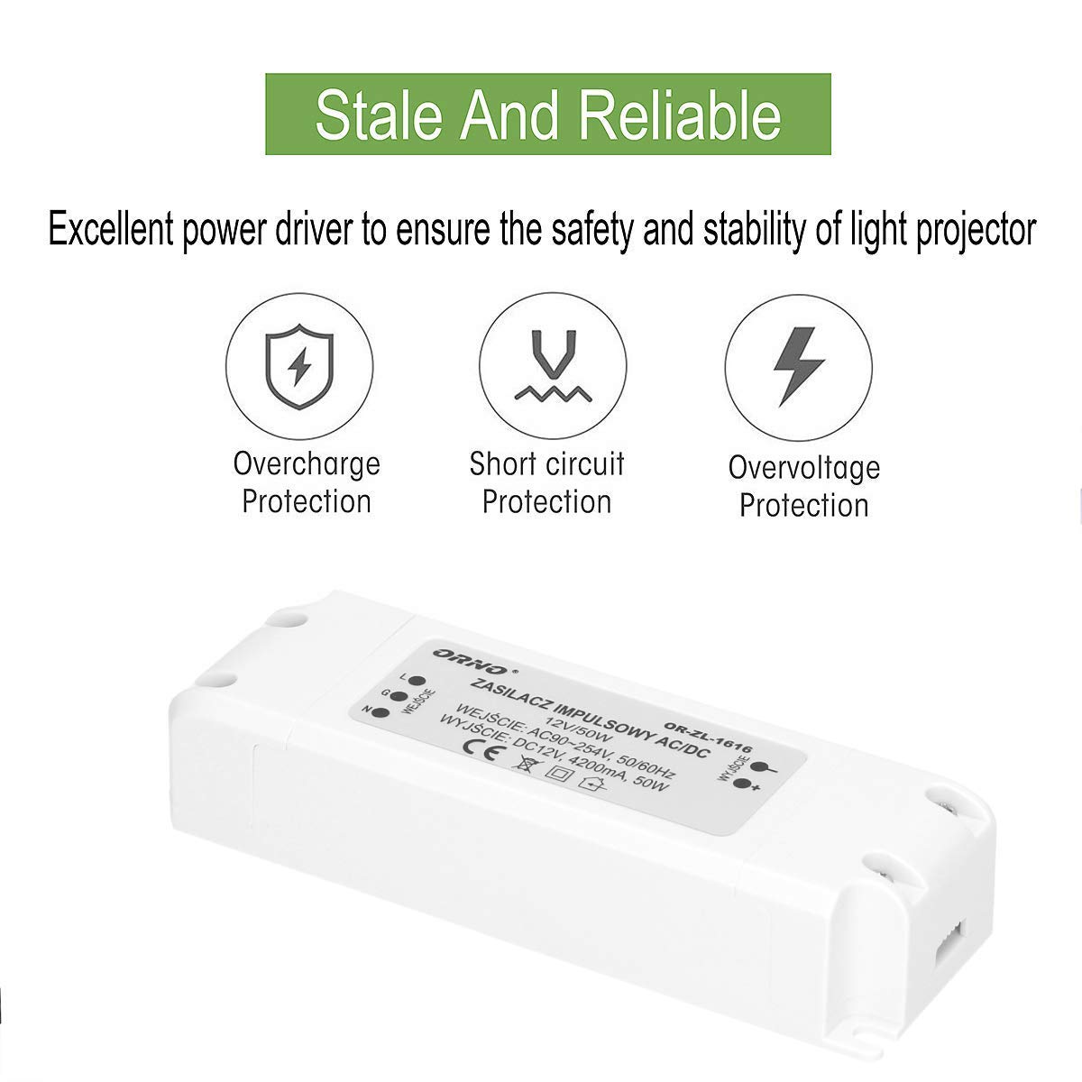 ORNO ZL-1616 Zasilacz do LED 12VDC 50W, IP20