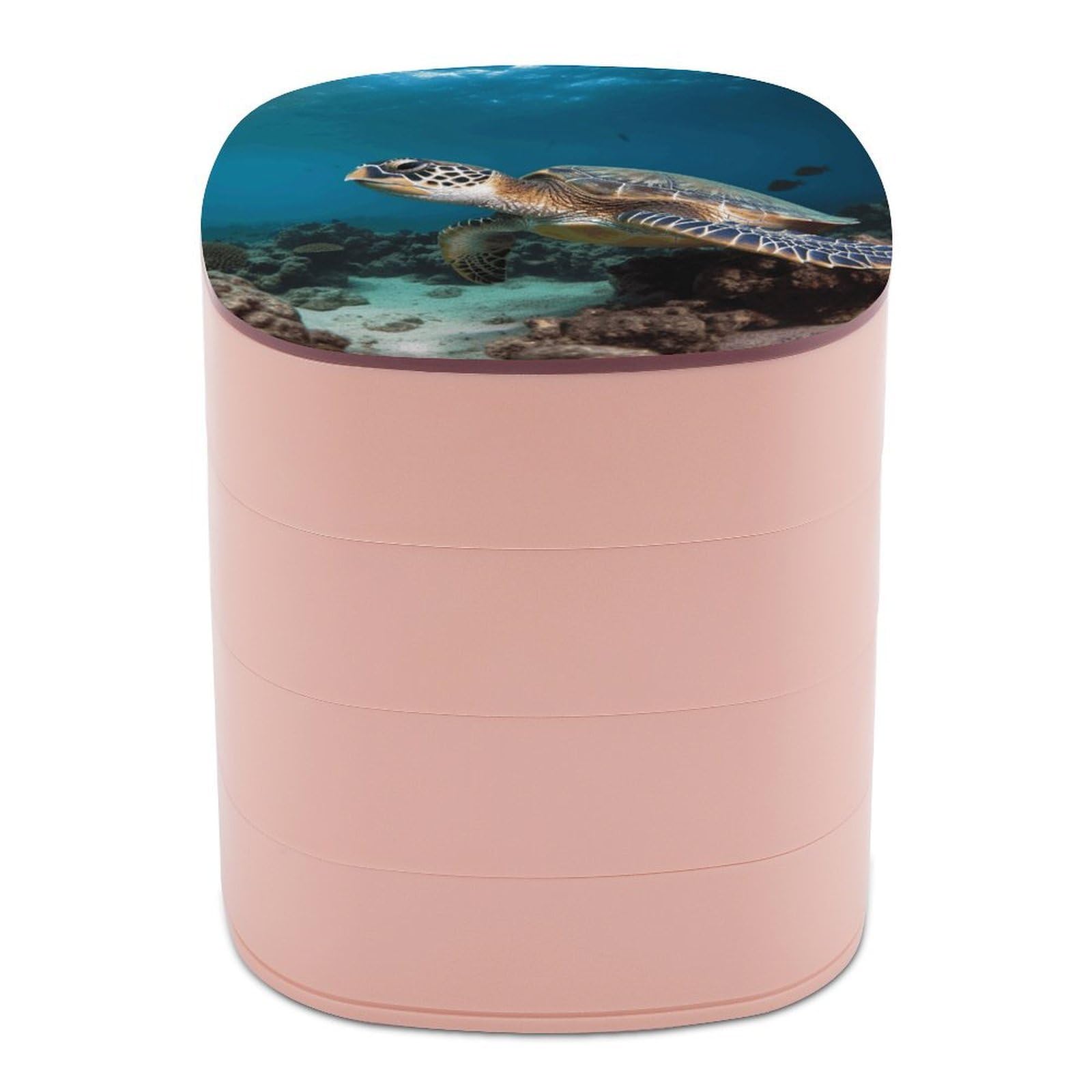 VstaDank 360° Rotating Sea Turtle Jewelry Box, Multi-Layer Large Capacity Jewelry Organizer for Earrings Necklaces Rings, Dustproof Desktop Storage Case for Women