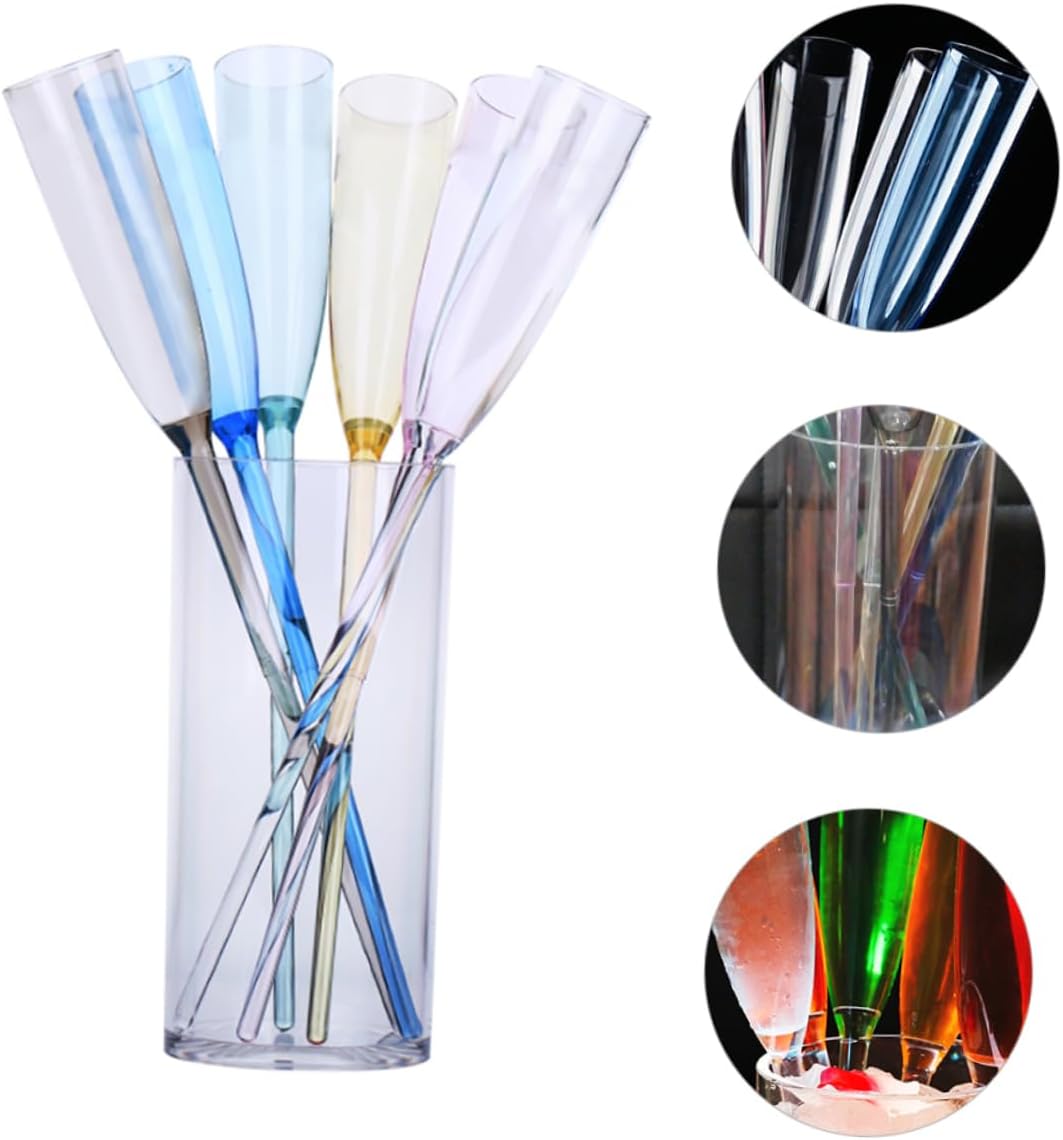 Happyyami Colorful Acrylic Goblet Set 7pcs High Stem Beach Cocktail Glasses Unbreakable and Lightweight for Weddings Parties and Special Occasions