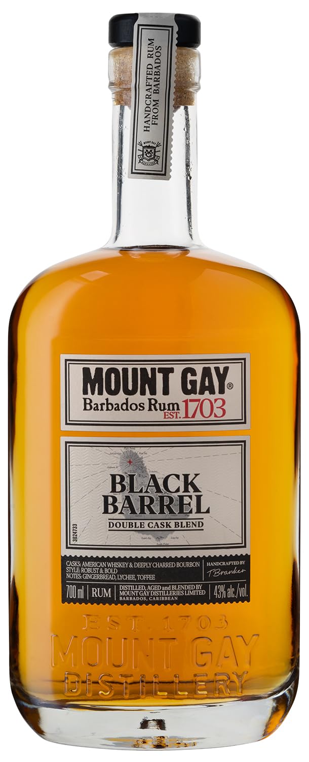 Mount Gay Black Barrel mit 43% vo. (1 x 0,7l) | Karibischer Rum von der Insel Barbados | Bis zu 7 Jahre im Whiskyfass gereift mit würzigem Bourbon Finish
