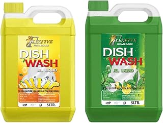 Flexfive Dish Wash Gel Liquid, 5 Litre, Pack of 2, Lemon and Green Variants