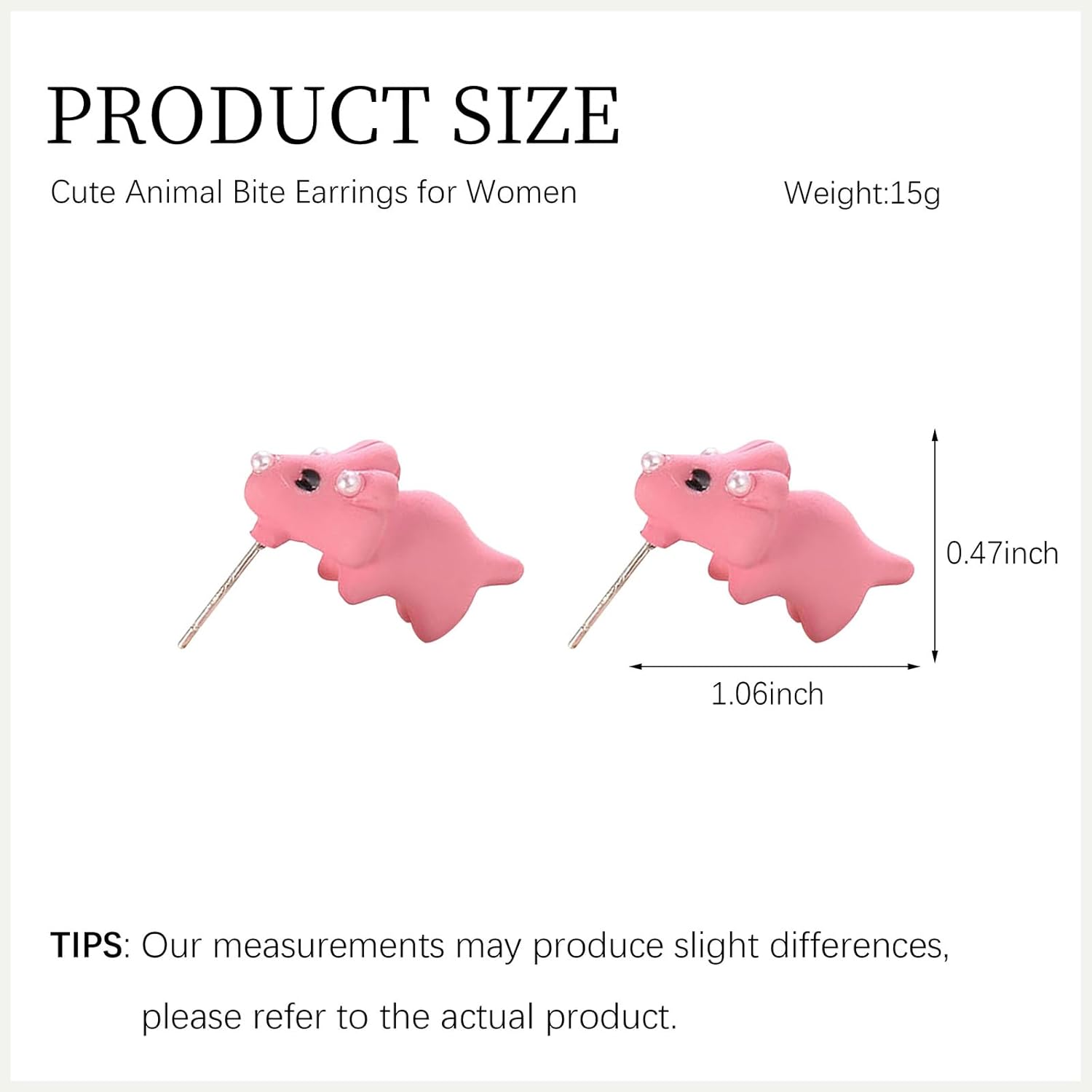 7 Pairs Cute Animal Bite Earrings for Women Cute Stuff 3D Dinosaur Cat Bear Frog Earrings Cute Dino Stud Earrings Funny Pet Jewelry Gifts for Animal Lovers - Image 7