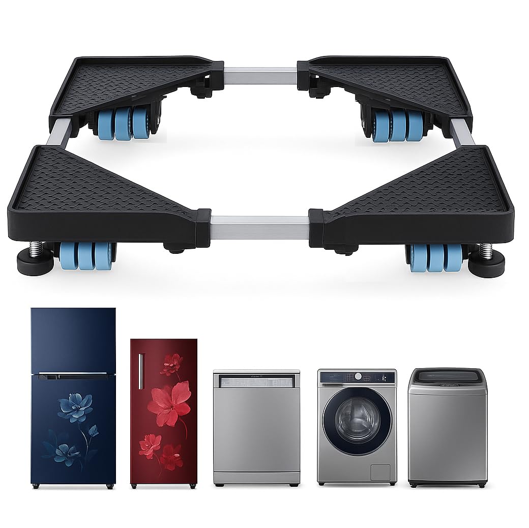 PM Premium Heavy Duty 24 Wheel Adjustable Stand/Trolley/Suitable for Front&Top Load Washing Machine/Refrigerator, Dishwasher/Capacity Upto 500 Kg Washing Machine 6.5/7/8/9/10 Kg(Metal)