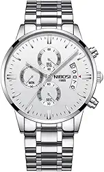 Relógio Nibosi Masculino De Pulso 2309 Aço Inoxidável Cronógrafo Ponteiros Pequenos Funcionais Estojo Original