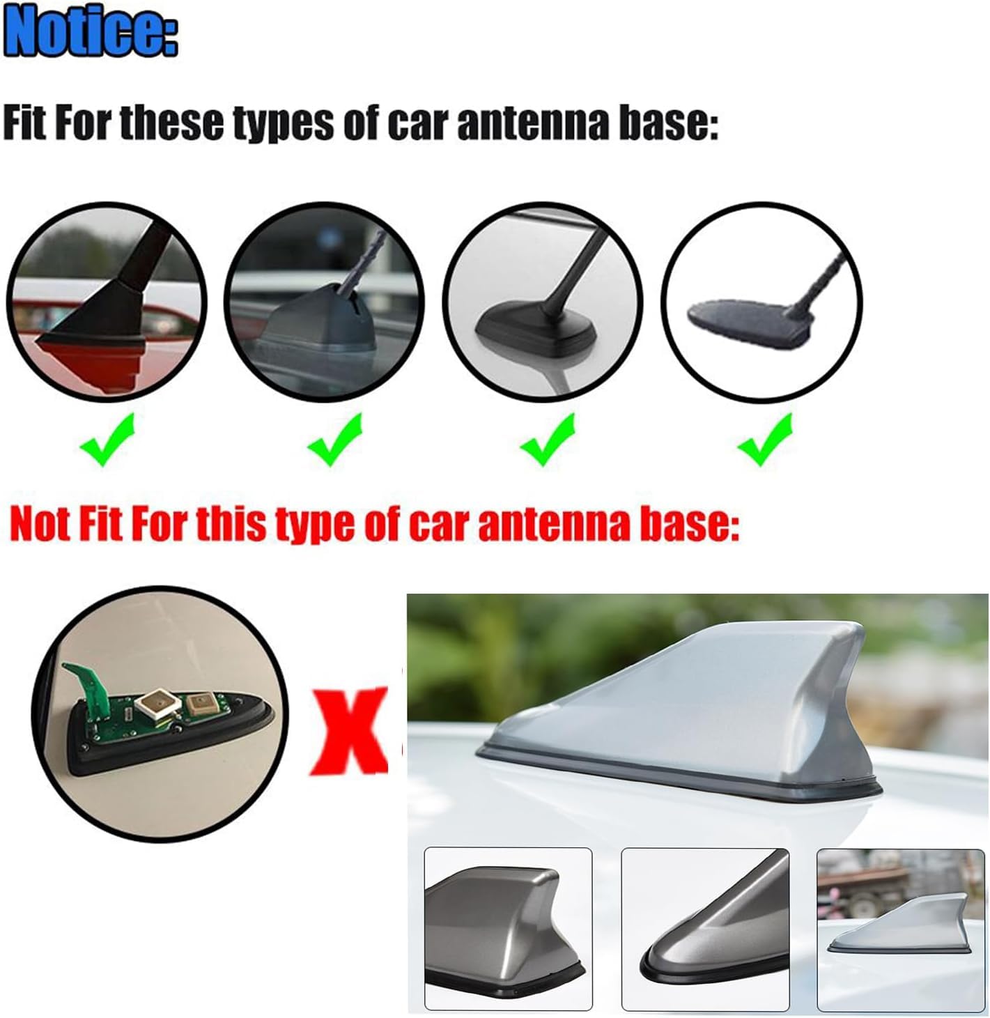Antena de Aleta de tiburón para Coche,para Audi A1 A2 A3 A4 A5 A6 A7 A8 Q2 Q3 Q5 Q7 S3 S4 S5 S6 S7 S8 TT TTS RS3-RS6,Coche Techo Superior Radio Antena Aleta Accesorios Coche,F/Silver