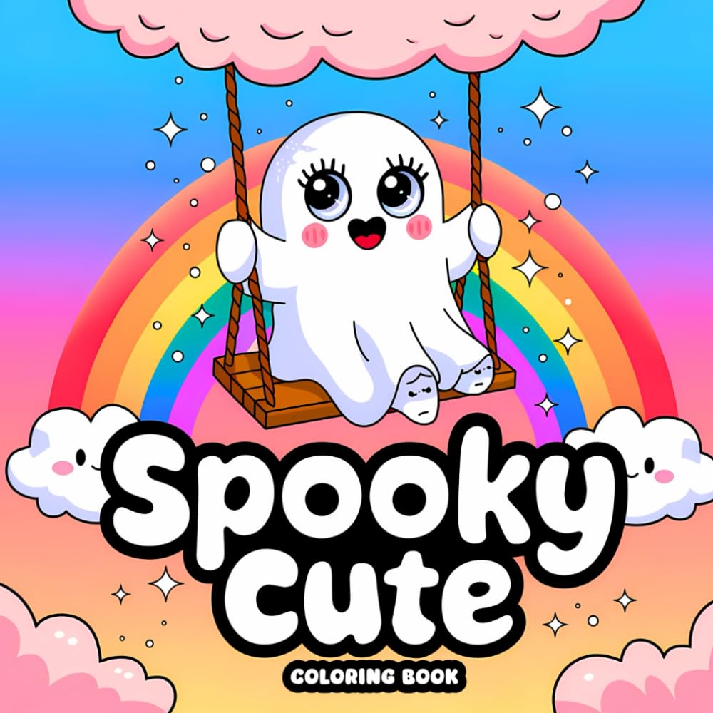 Spooky Cute Coloring book: 50 Cozy, Bold, and Easy Spooky Designs with Cute Creepy Characters, Friendly Ghosts, Adorable Monsters, and More for Adults and Teens for Relaxation