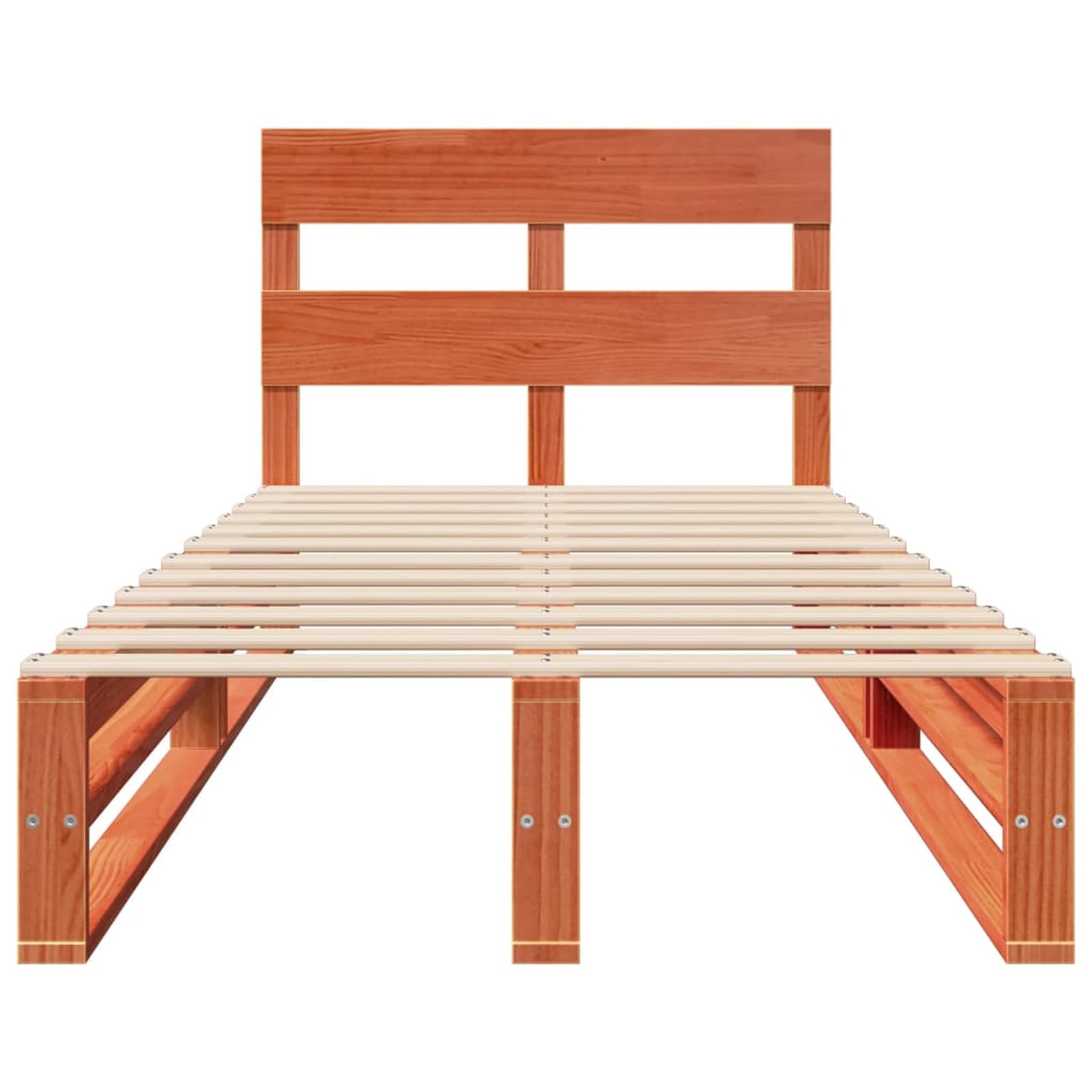 Gecheer Cadre de Lit sans Matelas Cire Marron 100x200cm Bois pin Massif, Cadre de Lit à Plateforme avec Lattes Convient pour Matelas de 100 x 200 cm pour Chambre Adultes Type E
