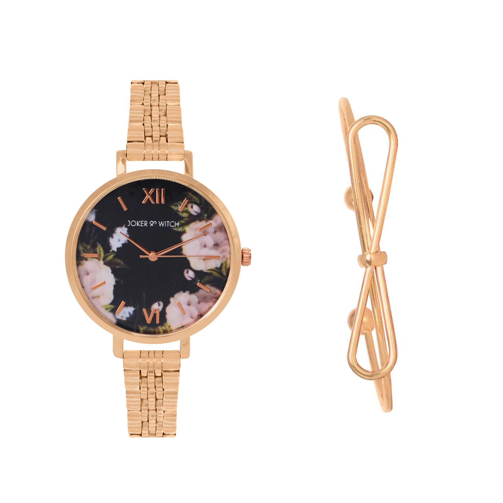 Joker & Witch Stainless Steel Women Verdant Bow Analog Watch Bracelet Stack, White Dial, Rose Gold Band (B0C7L8CT95) Amazon Price History, Amazon Price Tracker