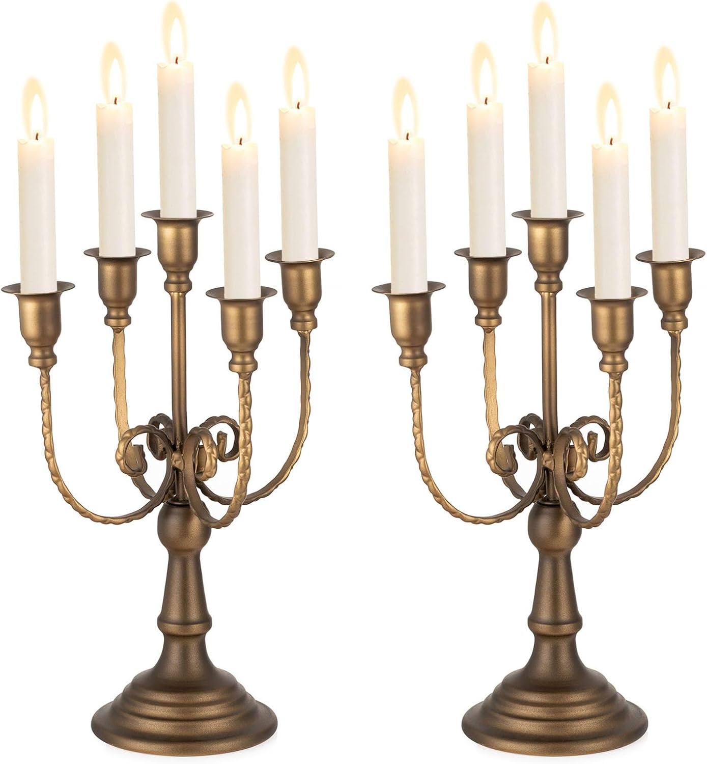 Sziqiqi Candelabras Candlestick Holders Set of 2, Farmhouse Candle Holders 5Arms Metal Candle