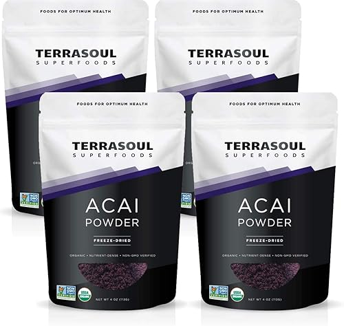 Miniatura 6 de Terrasoul Superfoods polvo de bayas de acai orgánicas 4 onzas congelado antioxidantes grasas omega