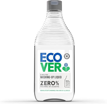 Ecover Zero Dishwashing Liquid Bottle Main Body 450ml Unscented, Color-Free ecover Kitchen Kitchen Detergent for Oil Stains Bulk Purchase