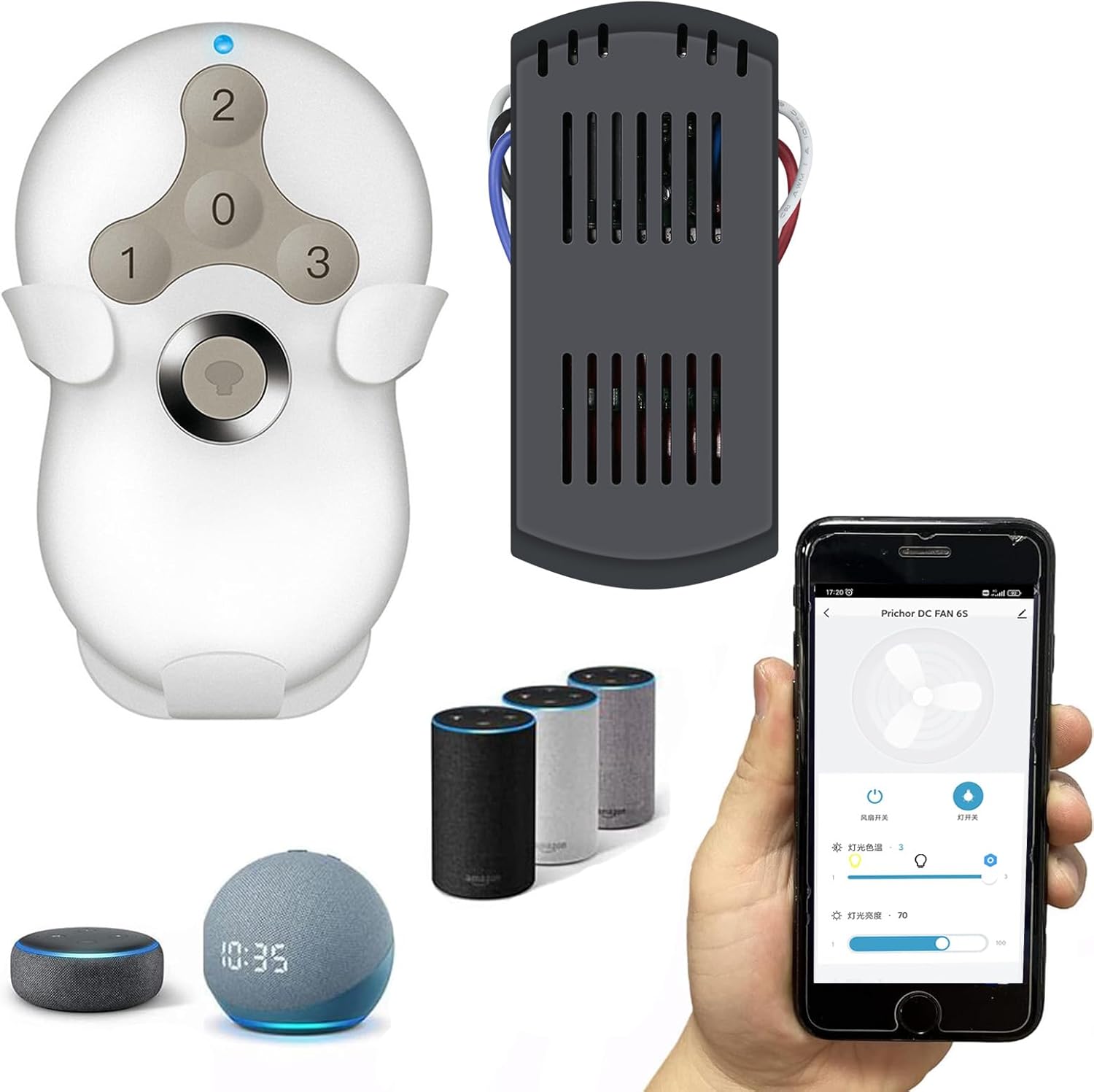 Universal Hunter Ceiling Fan Remote Control Kit, Smart Wi-Fi Control Kit for Hunter Harbor Breeze Hampton Bay, Compatible with Alexa, Google Assistant and Smart Life App, 3-Speed, Light Dimmer Universal Hunter Ceiling Fan Remote Control Kit, Smart Wi-Fi Control Kit for Hunter Harbor Breeze Hampton Bay, Compatible with Alexa, Google Assistant and Smart Life App, 3-Speed, Light Dimmer