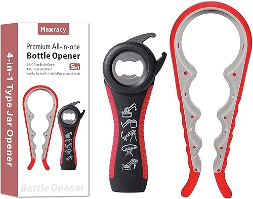 Maxracy Abridor de tarros, abridor de botellas para manos débiles, regalos de personas mayores y artritis, con abridor de fácil giro para tarros y