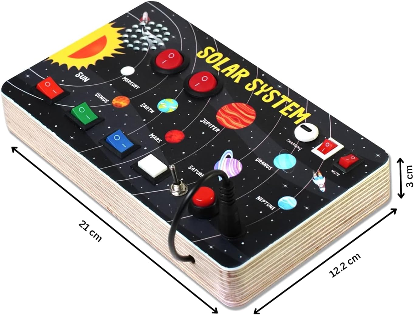 Galaxy Explorer Montessori Busy Board for Kids 4–15 | Solar System Sensory Activity Board with Lights, Switches & Sound | STEM Space Learning | Fine Motor Skills Travel Activity Toy