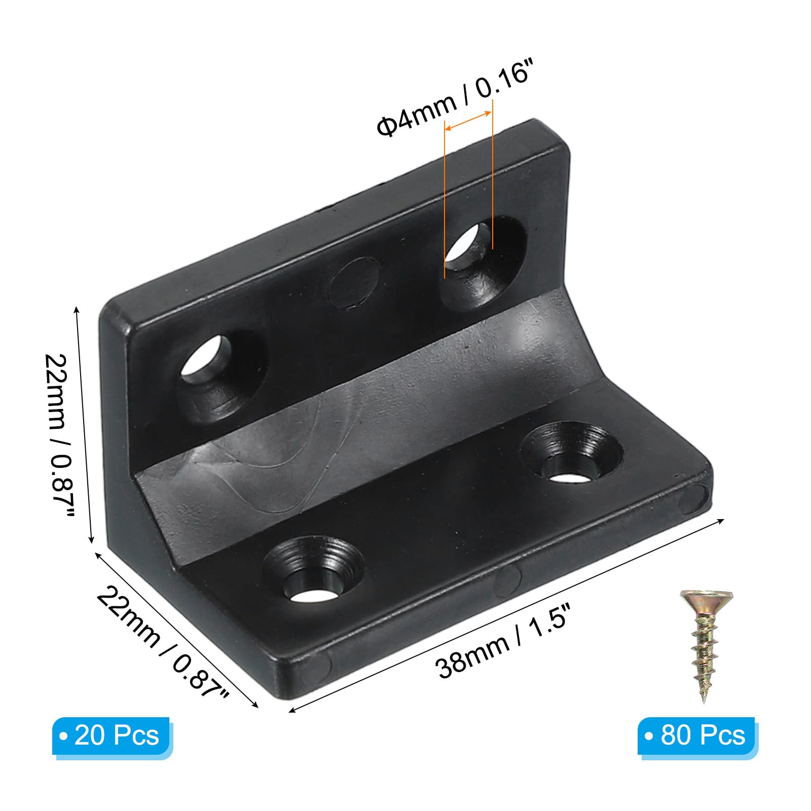PATIKIL Plastic Corner Braces 38x22x22mm - Image 2