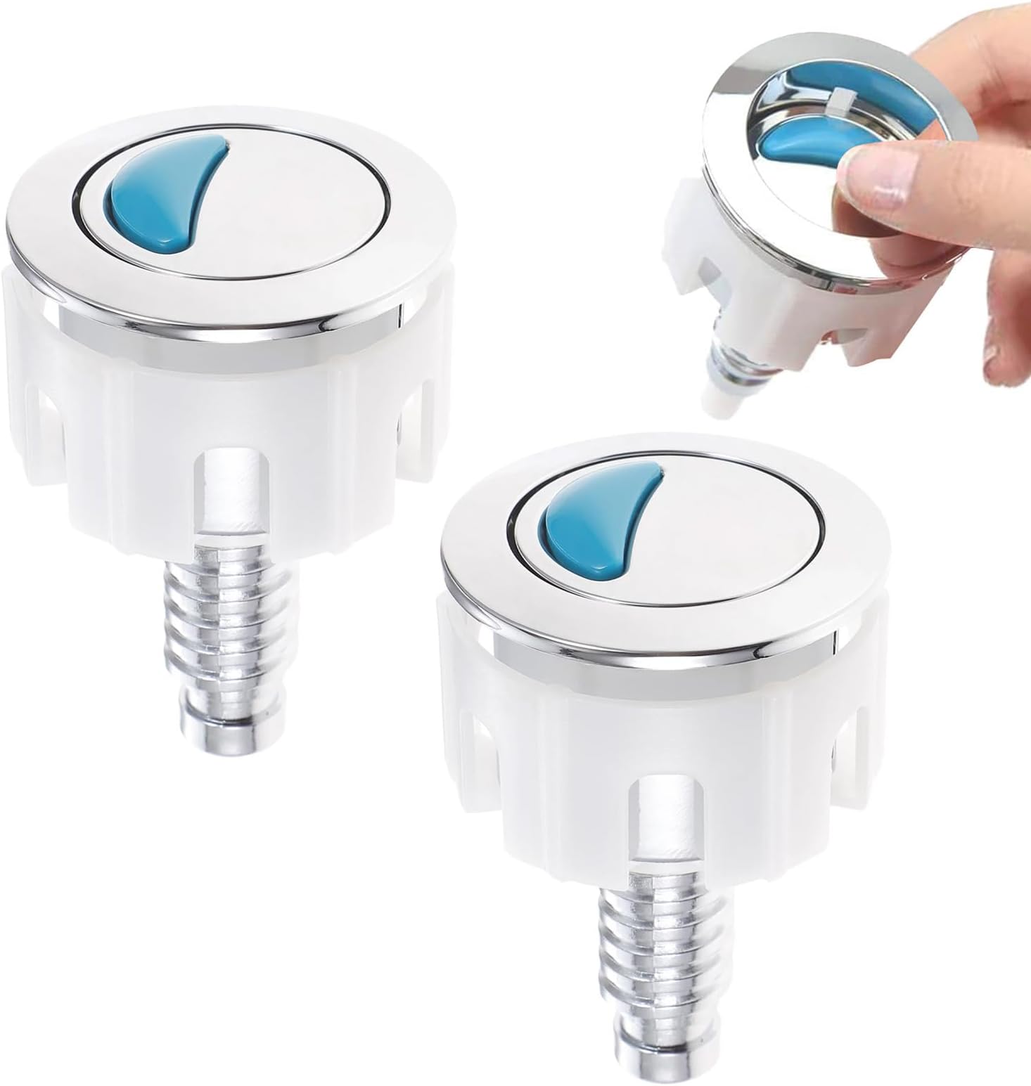 2Pcs Toilet Flush Buttons Replacement, Dual Flush Toilet System Push Button Parts for Bathroom Toilet Concealed Cable Water Tank Repair
