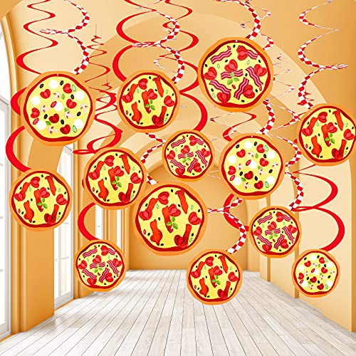 Containlol 30 Pcs Pizza Party Decorations Pizza Hanging Swirls Themed Decor Pizza Ornaments Ceiling Whirls Streamers Decorations Pizza Decorations for Birthday Party Supply