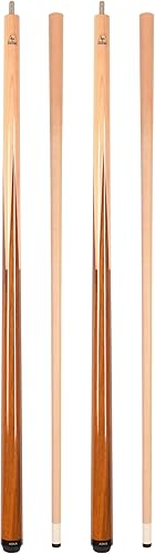 ASKA Juego de 2 tacos de billar para billar, arce canadiense Hard Rock de 58 pulgadas, punta dura de 0.512 in