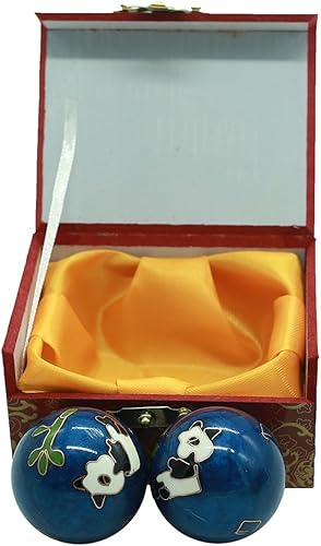 Miniatura 7 de BRABUD - Bolas de mano de salud de 1.5 pulgadas, diseño de panda tallado, Cloisonne, para ejercicio, colección artesanal BS155 (S, azul)