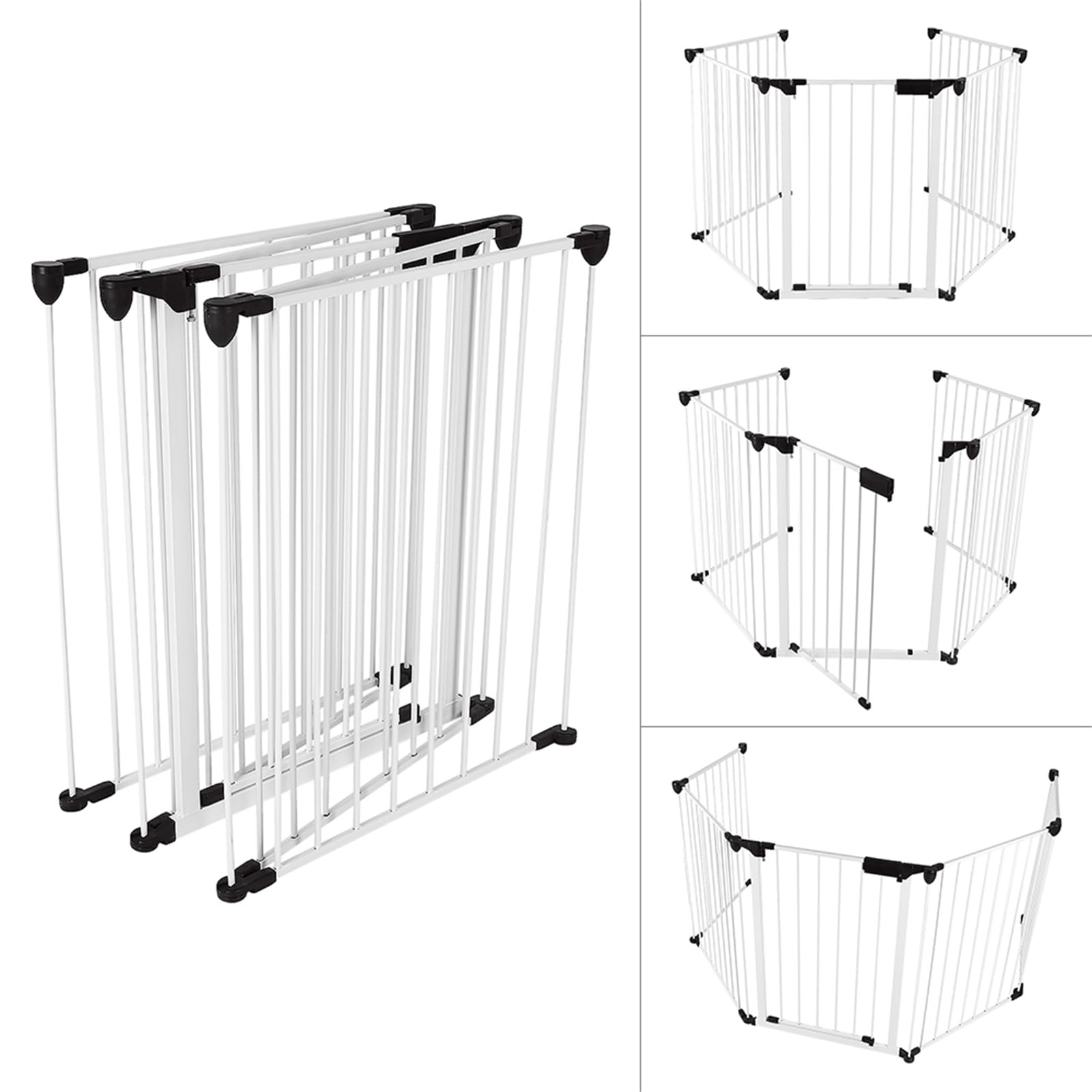 Homewell Barriera di sicurezza per bambini, Recinzione di sicurezza pieghevole per bambini, Barriera di protezione in 5 pezzi per scale, cucina, camino