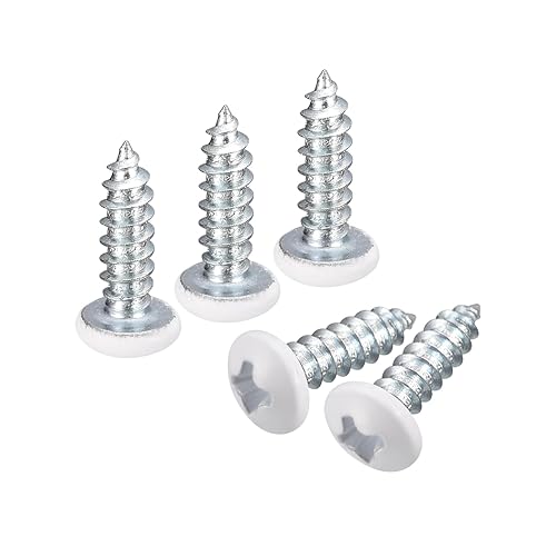 uxcell Tornillos blancos ST4x14mm Tornillos autorroscantes, 50 tornillos de madera Phillips de cabeza plana para carpintería