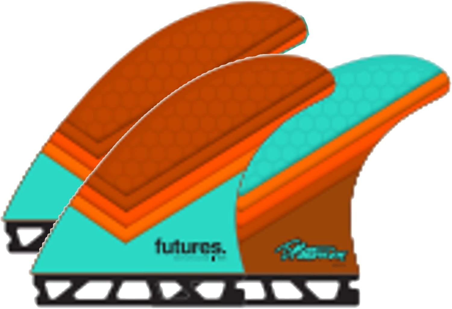 Future Fins TP1 Hexcore Teal/Orange Surfboard Thruster Fin Set