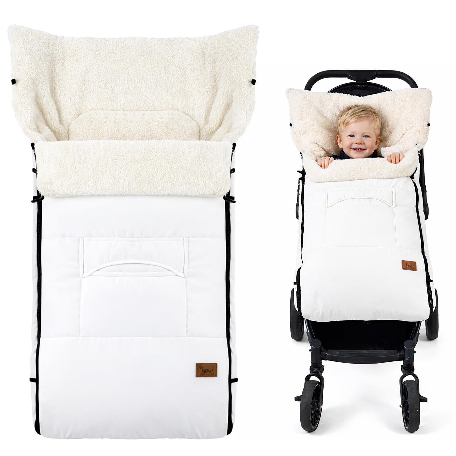 EAQ Cosytoes Footmuff Baby footmuff Fleece Lined Cosytoes Warm Washable Universal Pushchair Footmuff (White) — image 1