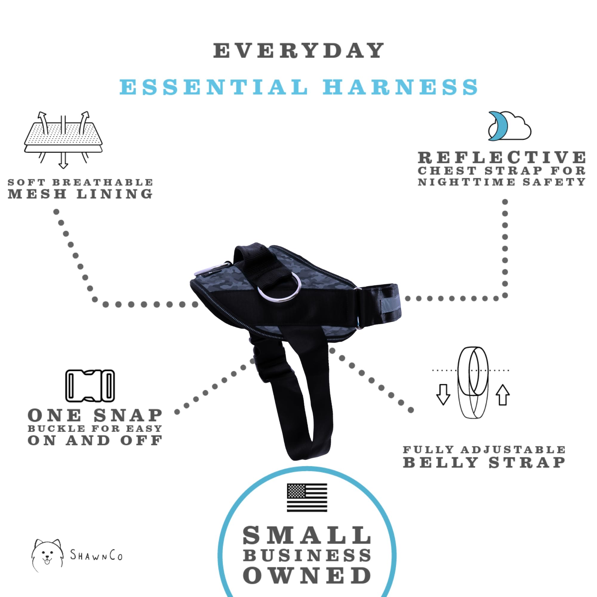 ShawnCo Essential Dog Harness, No-Pull Pet Vest with 3 Leash Clips, No Choke, Reflective, Adjustable and Padded - Image 2
