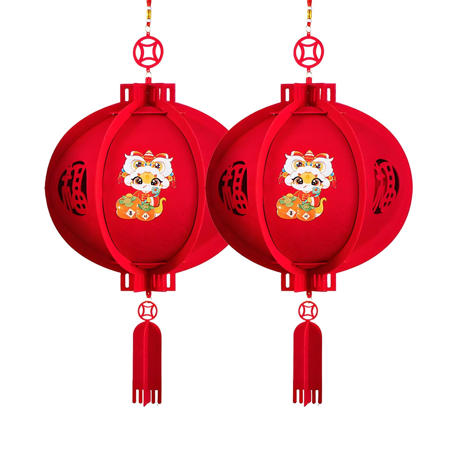 ROHCGHC chinese-style lanterns, Exquisite Red Lantern, Durable Chinese Lanterns Round, Snake Year(C)