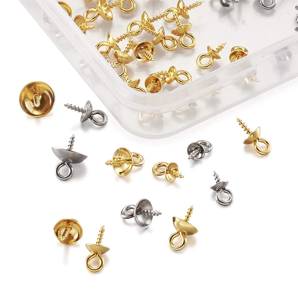 120 Clavijas De Ojal De Acero Inoxidable - 2 Colores (Dorado Y Plateado) Para Hacer Joyería, Collares Y Colgantes