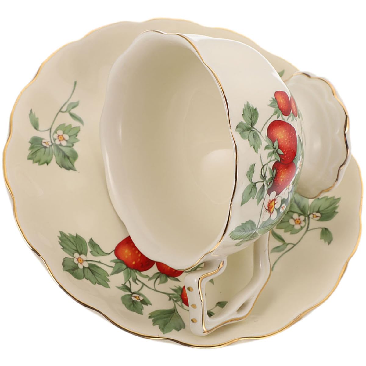 Keramik Kaffeetasse mit Untertasse Vintage Design Milchbecher mit Henkel Europäischer Stil für Kaffee und Tee