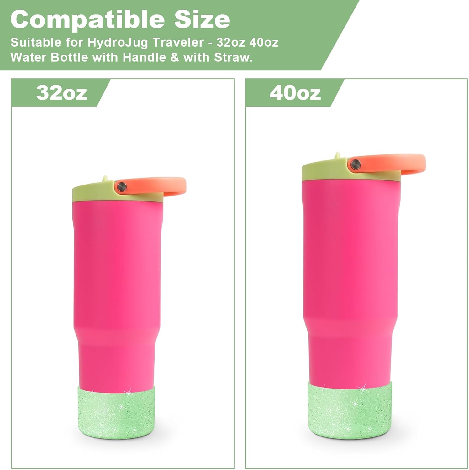 2PCS Glitter Silicone Boot for Hydrojug Traveler 40 oz, Anti-Slip Protective Sleeve for Hydrojug Stainless Steel Tumbler, Bottom Cover Base Accessories - Image 3