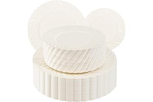 U-QE 100-Piece Scalloped Plastic Plates for Party