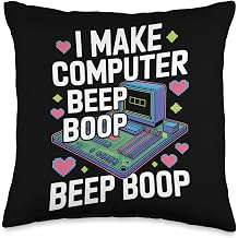 I Make Computer Beep Boop Beep Boop Network Engineer Throw Pillow
