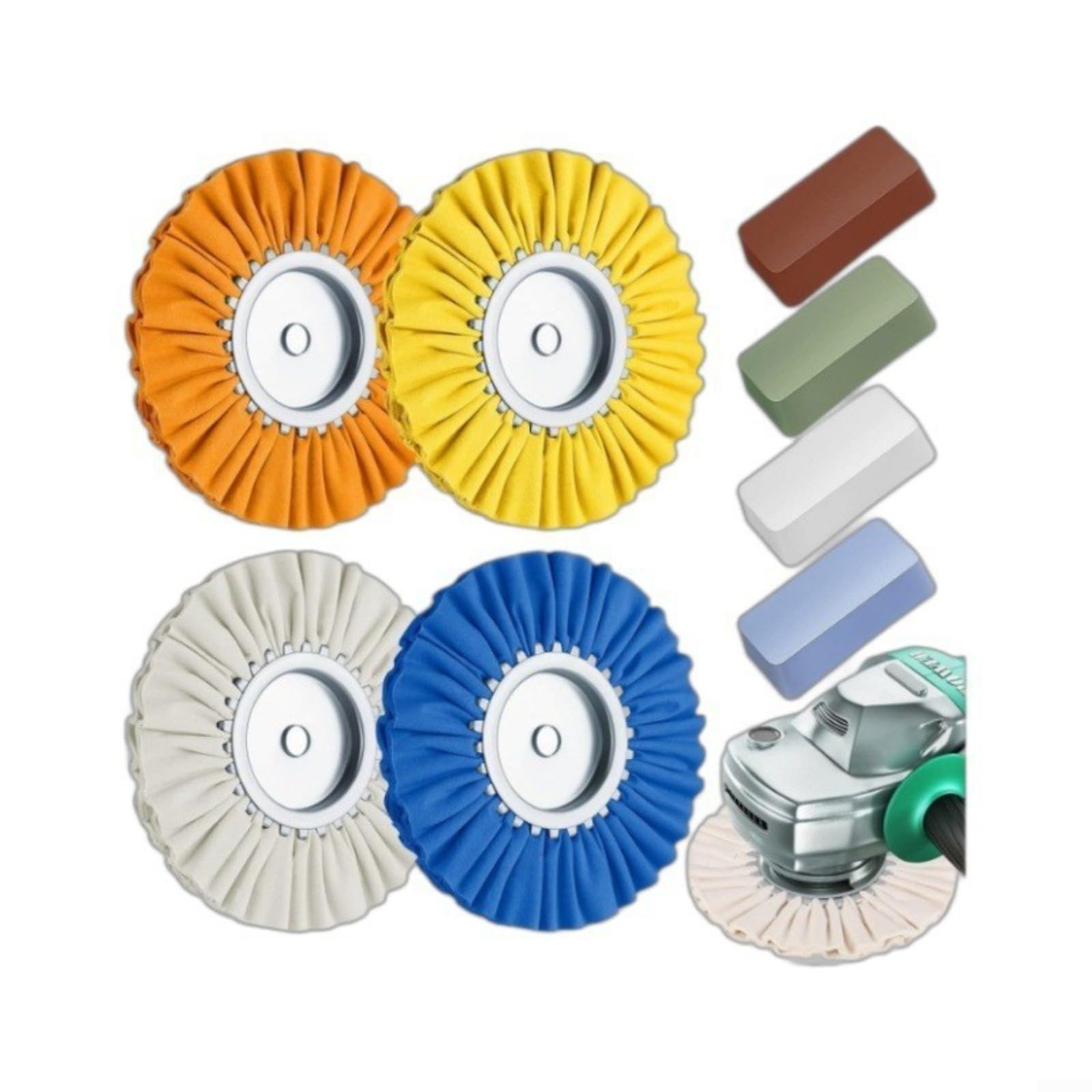 Lot de disques de polissage 8 pouces 16 couches coton code couleur pâte de polissage