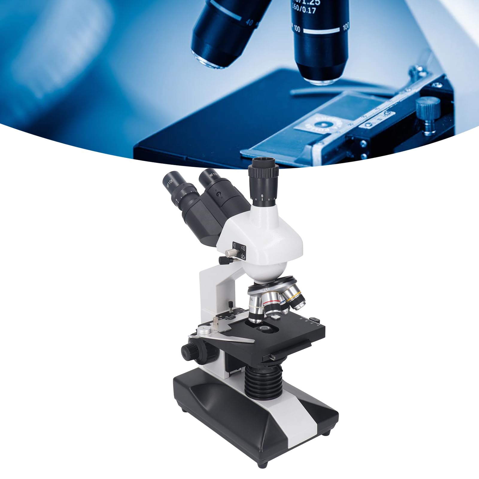 FTVOGUE Biologiczny Mikroskop Trójokularowy, Ergonomiczna Konstrukcja, Powiększenie 40x do 5000x, Idealny do zastosowań Klinicznych i Obserwacji Laboratoryjnych