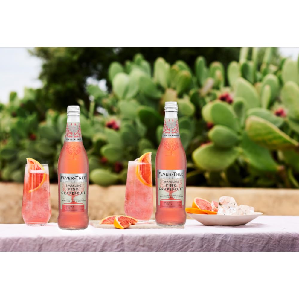 FEVER-TREE - 8 Bouteilles de 500 ml de soda GRAPEFRUIT-boisson pétillante aux notes fruitées élaborée à base d'eau de source et de jus de pamplemousse- Pour des cocktails d'exception