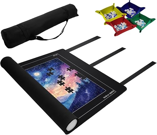Hiwhy Alfombrilla para Puzzles, Enrollable y Antideslizante, con 3 Correas