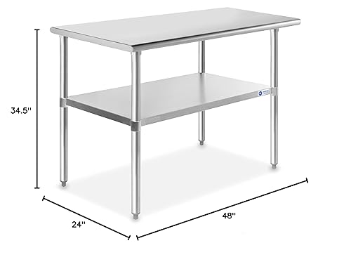 Vista 15 de GRIDMANN Mesa de trabajo de acero inoxidable de 72 x 30 pulgadas, mesa de preparación de cocina comercial NSF con estante inferior para restaurante