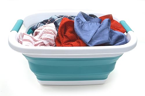 Miniatura 7 de SAMMART 2 pcs Set  25L (6.6 Gallon) Collapsible Plasic Laundry Basket &amp; 9.2L (2.37 Gallon) Collapsible Basket with handle (Laundry Basket+Handy