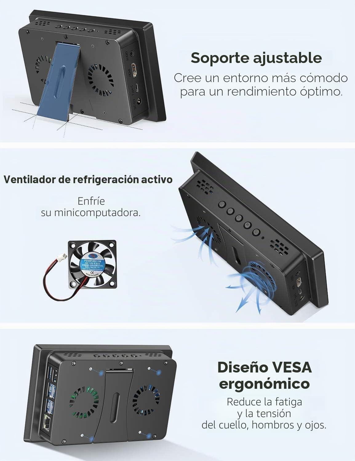 EVICIV 10,1" Monitor Portatil Táctil para Raspberry Pi 1920x1200 125% sRGB