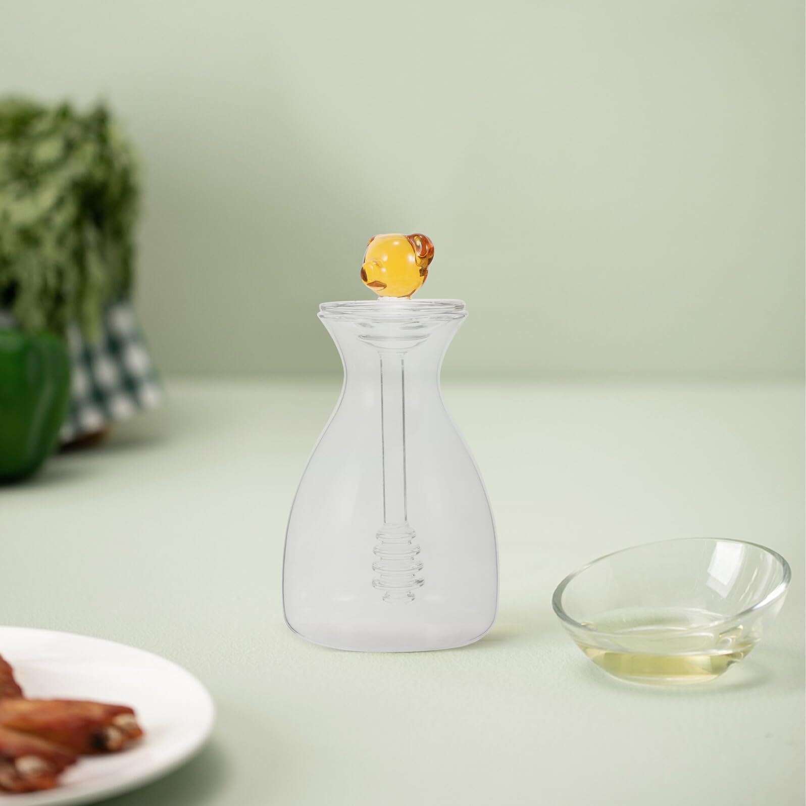 Toyvian Glas Honigspender Mit Löffel Durchsichtiges Honigglas Aus Glas Sirupspender Für Küche Mit Deckel Praktischer Honigbehälter