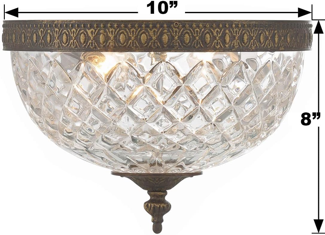 Crystorama 2 Light English Bronze Crystal Flush Mount