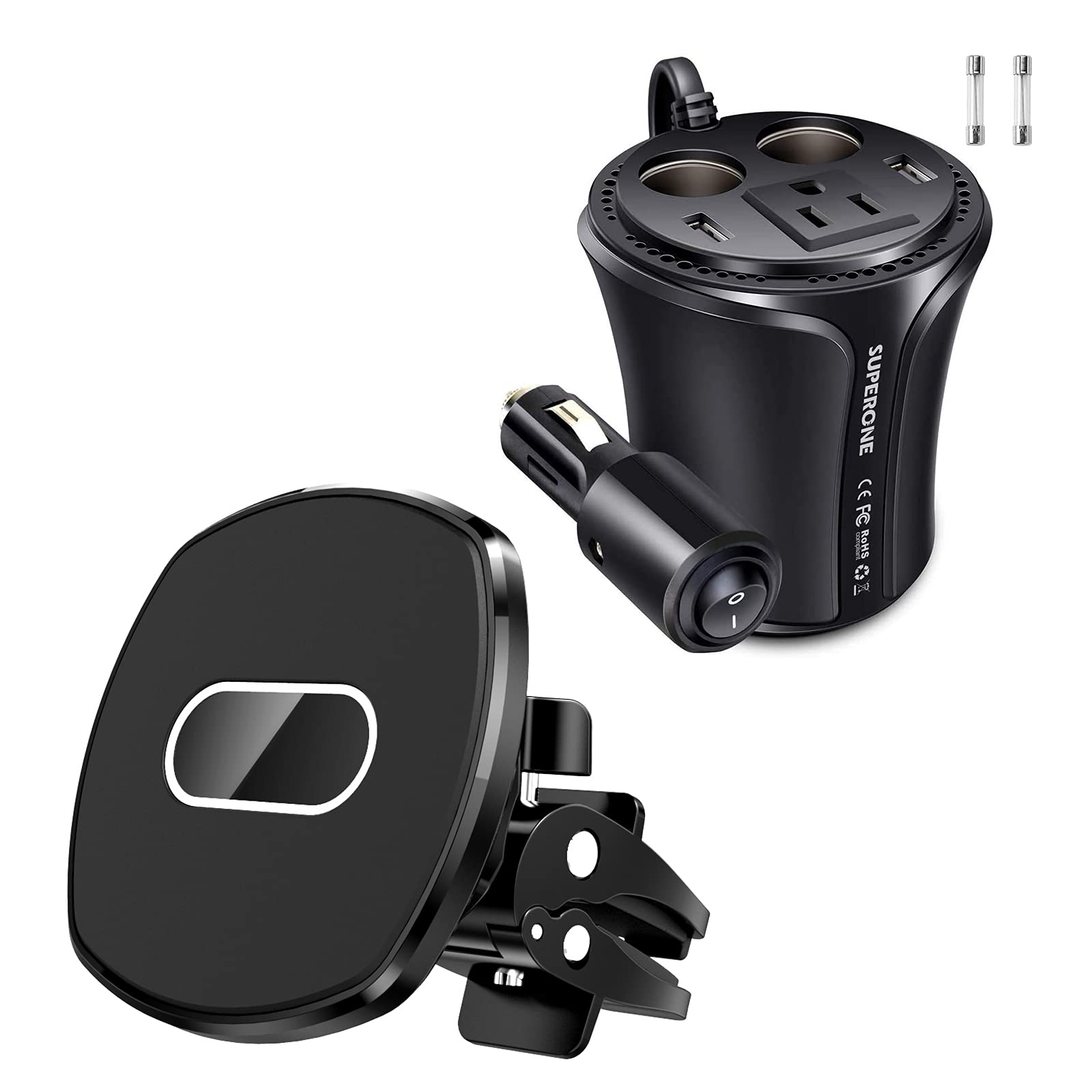 Bundle SUPERONE 150W Car Power Inverter & Magnetic Car Mount for iPhone 12 Mag Safe