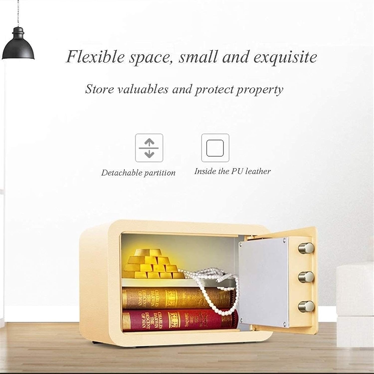 Fire Water Digital Security Safe Box Solid Alloy Steel Construction with Live-Locking Bolts Password Plus Key Setting Office Hotel for Home Officee G